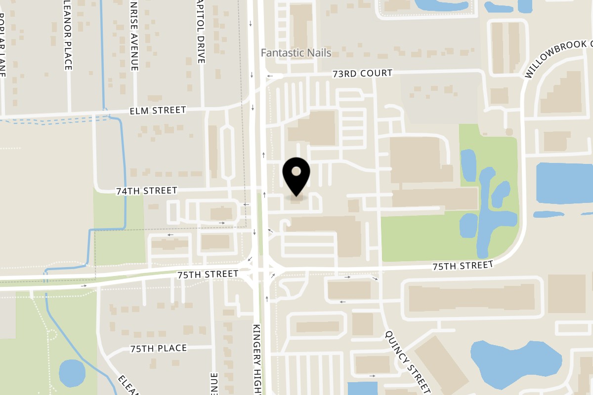 Map showing the location of Jojo Japanese Hibachi & Sushi on 7409 Kingery Hwy in Willowbrook